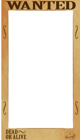 Transparent vintage wanted poster with rustic western design