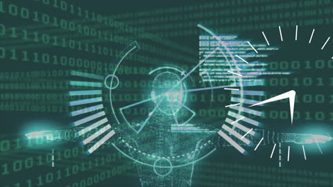 Futuristic Digital Human Interface With Binary Code