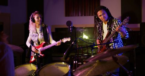 Musicians Collaborating in Recording Studio - Download Free Stock Images Pikwizard.com