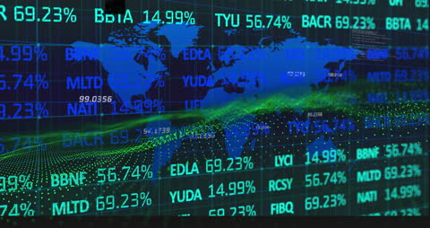 Digital Globe with Streaming Data on World Map Background