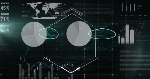Abstract Global Data Interface with Futuristic Elements on Dark Background