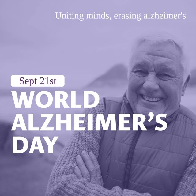 World Alzheimer's Day Awareness with Senior Man by Seaside - Download Free Stock Templates Pikwizard.com