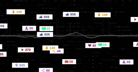 Floating Social Media Notifications on Dark Digital Interface