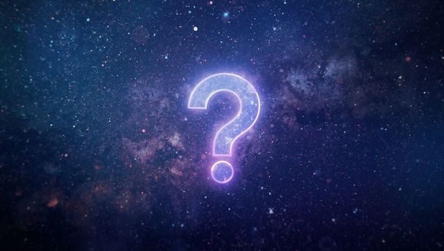 Glowing Neon Question Mark in Starry Cosmic Space