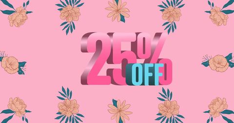 Floral 25 Percent Off Sales Banner with Pink Background - Download Free Stock Images Pikwizard.com