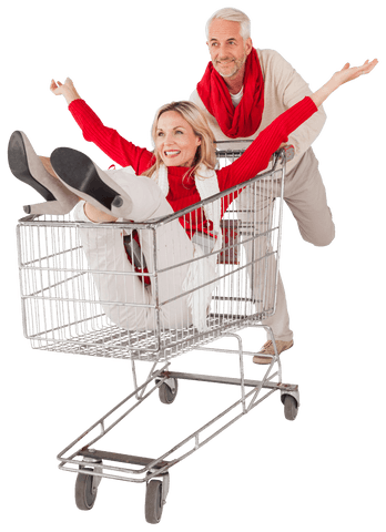 joyful couple playing in shopping cart transparent background - Download Free Stock Videos Pikwizard.com