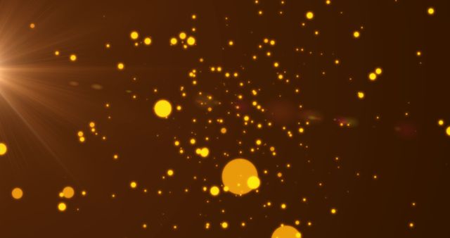 Glowing Golden Particles with Lens Flare on Dark Background - Download Free Stock Images Pikwizard.com