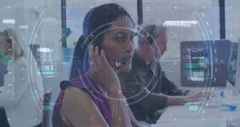 Futuristic Data Interface with Business Professionals