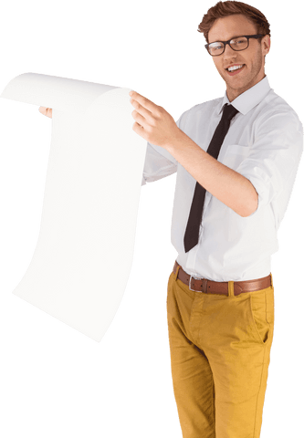smiling businessman reading transparent blueprint scroll - Download Free Stock Videos Pikwizard.com