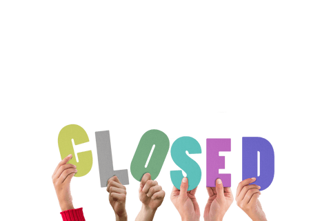 colorful transparent 'closed' sign held up by diverse hands - Download Free Stock Videos Pikwizard.com