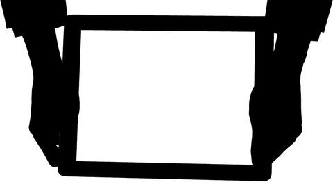 Silhouette of hands with tablet on transparent background