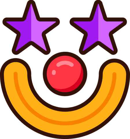 Cheerful Geometric Face with Star Eyes on Transparent Background