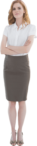 Confident Businesswoman with Arms Crossed Over White Background