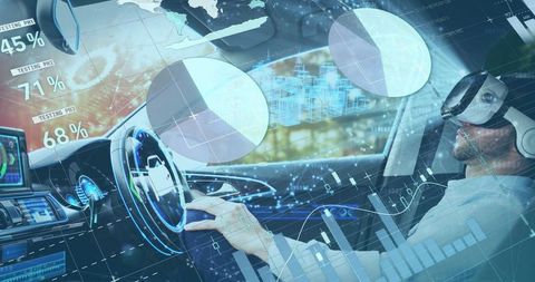 Advanced autonomous car with vr integration and data visualizations