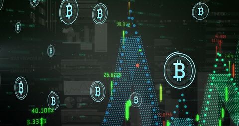 Bitcoin Symbols Over Financial Analysis with Stock Market Data - Download Free Stock Images Pikwizard.com