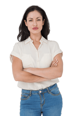 confident caucasian woman standing on transparent background - Download Free Stock Videos Pikwizard.com
