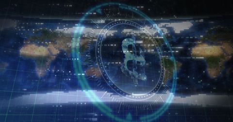 Global Data Processing with Futuristic Technological Scan - Download Free Stock Images Pikwizard.com