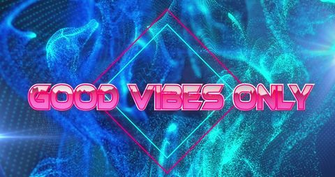 Good Vibes Only Text on Digital Wave Background