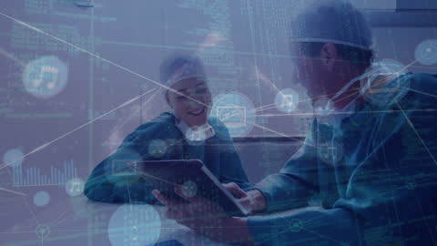 Medical Professionals Using Tablet with Digital Interface