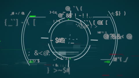 Digital Interface Symbols Floating on Screen