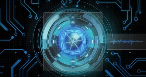 Futuristic Technology Interface with Circuits and Holographic Scope - Download Free Stock Images Pikwizard.com