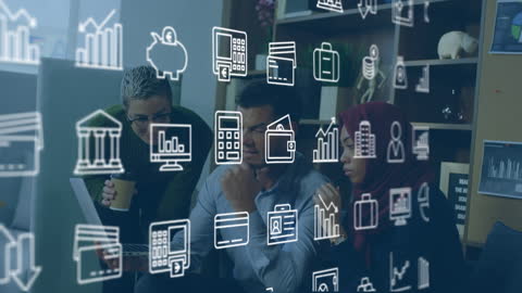 Business Team Analyzing Digital Technology Concepts in Modern Office