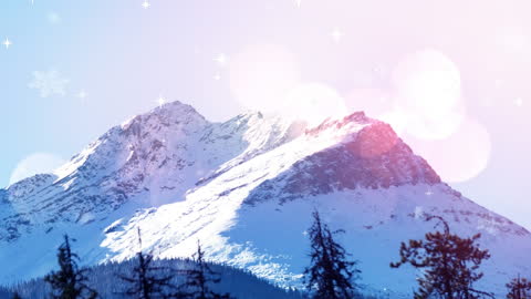 Majestic Snow-Capped Mountains with Falling Snow Animation