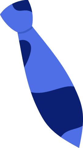 Stylized Blue Necktie with Dark Shapes on Transparent Background