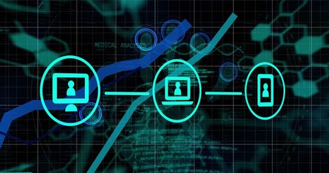 Digital Interface with DNA Strand and Technology Icons - Download Free Stock Images Pikwizard.com