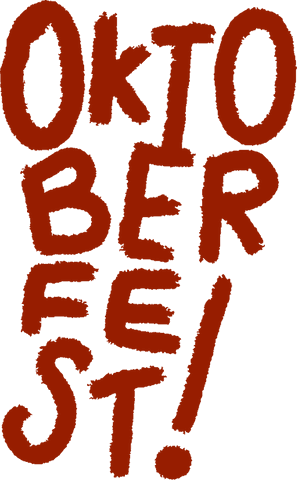 Stylized oktoberfest text on transparent brushstroke design