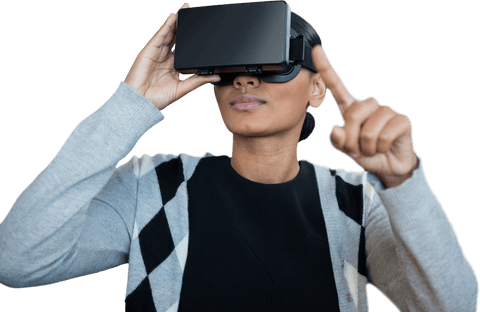 Young Woman Interacting with Virtual Reality in Transparent Background - Download Free Stock Videos Pikwizard.com