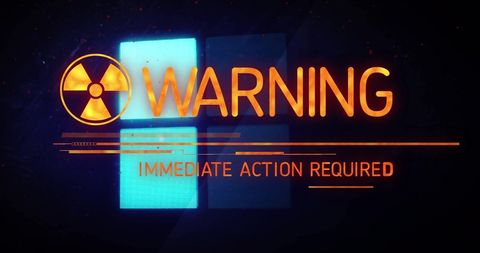 Digital warning alert with tech graphics