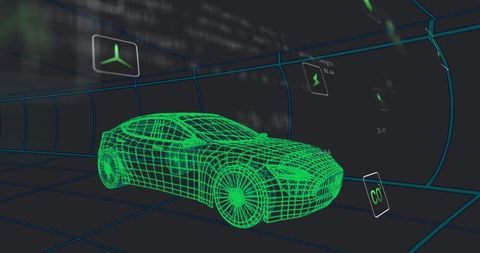 Futuristic Wireframe Sedan in Digital Innovation Space - Download Free Stock Images Pikwizard.com