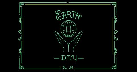 Earth Day Globe with Hands on Black Background