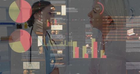 Healthcare professionals analyzing data in medical office