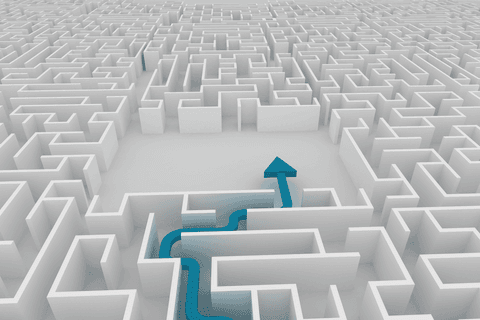 arrow navigating complex maze on transparent background - Download Free Stock Videos Pikwizard.com