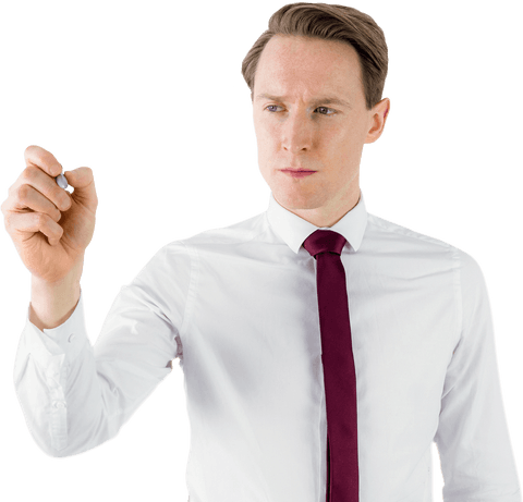Confident Businessman Writing with Invisible Chalk on Transparent Surface - Download Free Stock Videos Pikwizard.com