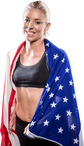 confident female athlete draped in american flag transparent background - Download Free Stock Videos Pikwizard.com