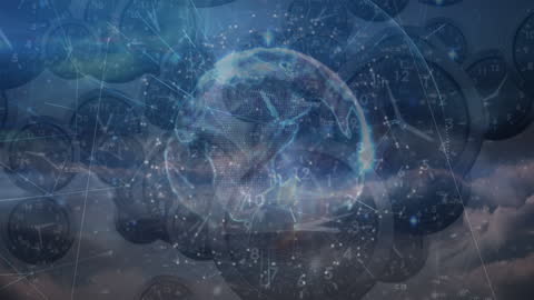 Global Network and Technology Concept with Floating Clocks