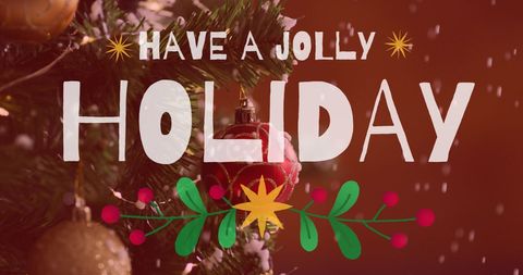 Festive Holiday Greeting with Christmas Tree and Ornaments