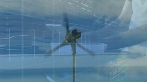 Financial Trading Concepts Overlaid on Wind Turbine Technology