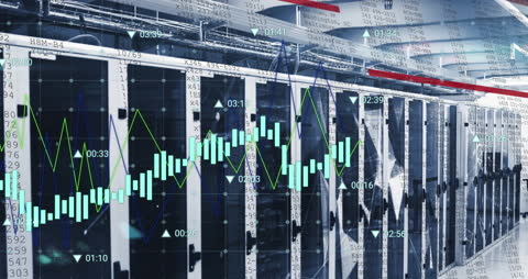 Data Processing Animation in Advanced Server Room Environment