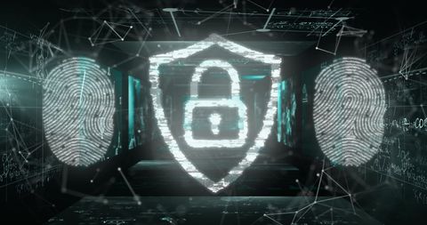 Secure Digital Interface with Fingerprints and Cyber Padlock - Download Free Stock Images Pikwizard.com