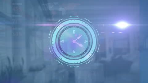 Digital Clock Animation Overlapping Financial Data Visualization