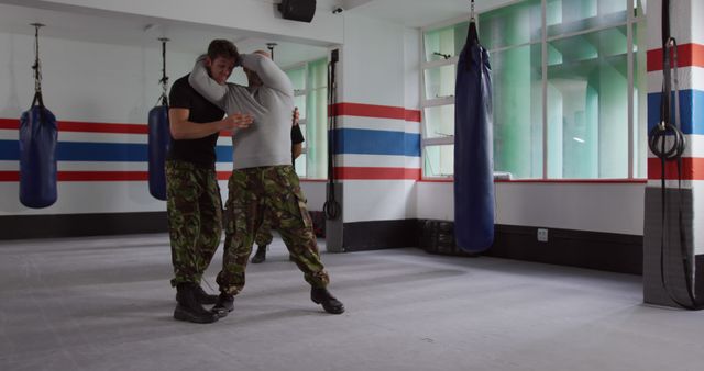 Military Training Exercise in Combat Gear at Gym - Download Free Stock Images Pikwizard.com