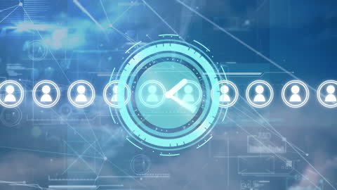 Digital Clock Icon Over Streaming Connections Global Theme