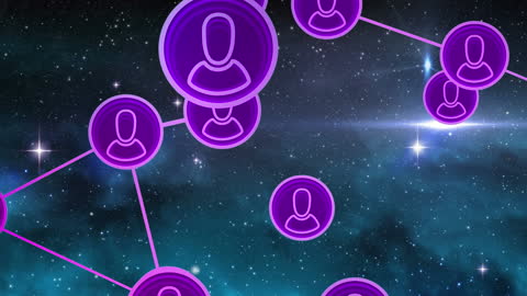 Digital Network Icons Against Starry Night Sky