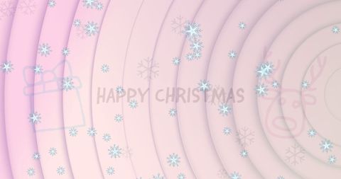 Pastel Christmas Background with Falling Snowflakes and Decorations