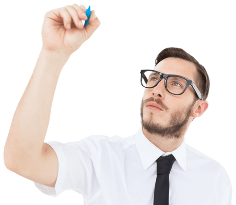 transparent businessman writing with marker in air - Download Free Stock Videos Pikwizard.com