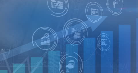 Digital Business Data Processing with Technology Icons